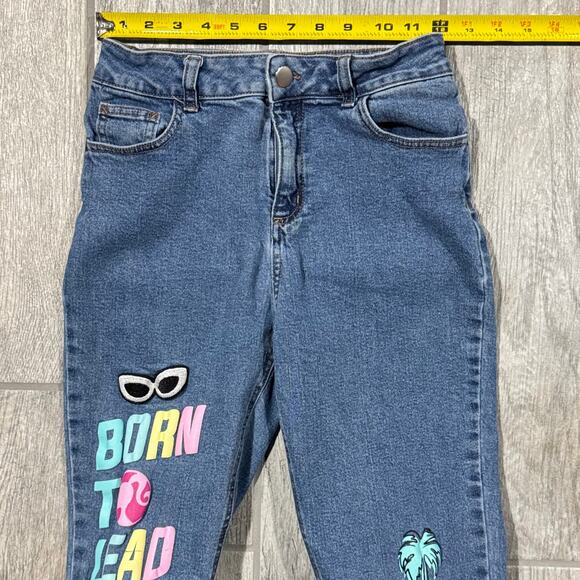 Barbie Girls Denim Jeans Big Girl Size 12 Embellished Patches - Picture 8 of 10